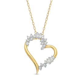 0.25 CT. T.W. Diamond Abstract Shadow Heart Pendant in 10K Gold