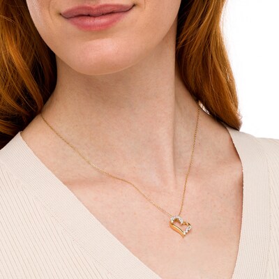 0.25 CT. T.W. Diamond Abstract Shadow Heart Pendant in 10K Gold