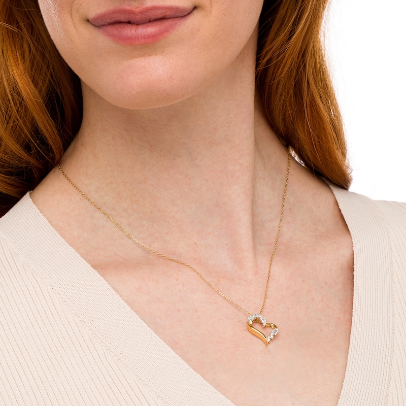 Main Image 2 of 0.25 CT. T.W. Diamond Abstract Shadow Heart Pendant in 10K Gold