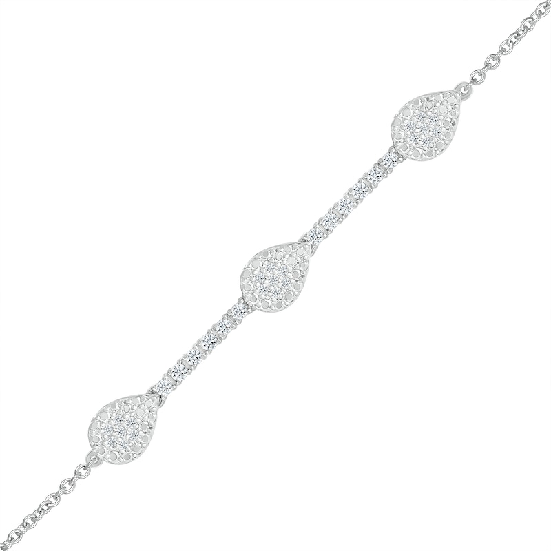 0.145 CT. T.W. Diamond Teardrop Station Line Bracelet in Sterling Silver - 7.5"