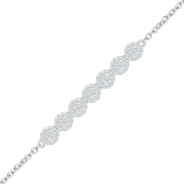 0.18 CT. T.W. Multi-Diamond Seven Stone Bracelet in Sterling Silver - 7.5"