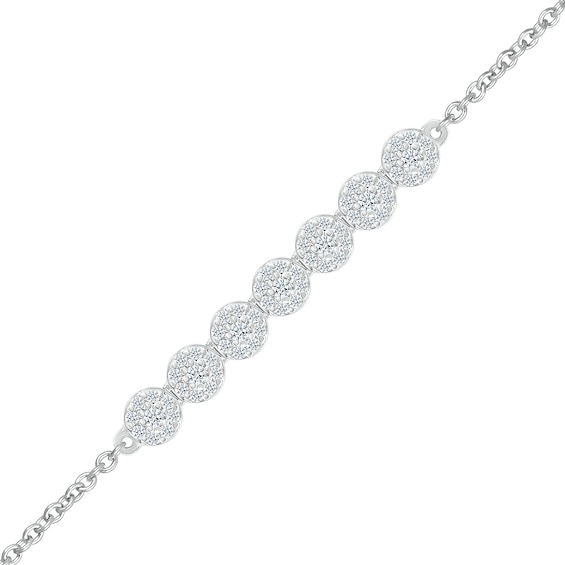 0.18 CT. T.W. Multi-Diamond Seven Stone Bracelet in Sterling Silver - 7.5"