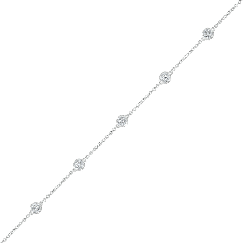 0.115 CT. T.W. Multi-Diamond Five Stone Station Bracelet in Sterling Silver - 7.5"