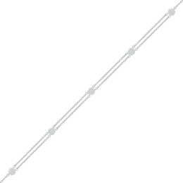 0.145 CT. T.W. Diamond Frame Station Bracelet in Sterling Silver - 7.5"