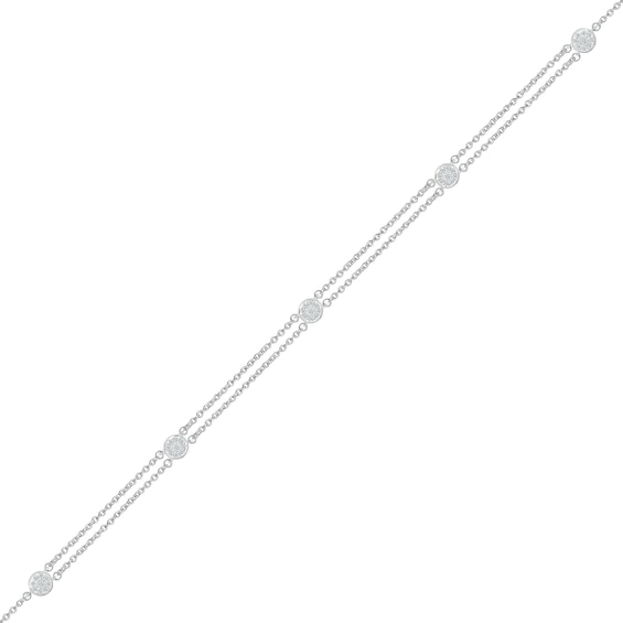 0.145 CT. T.W. Diamond Frame Station Bracelet in Sterling Silver - 7.5"