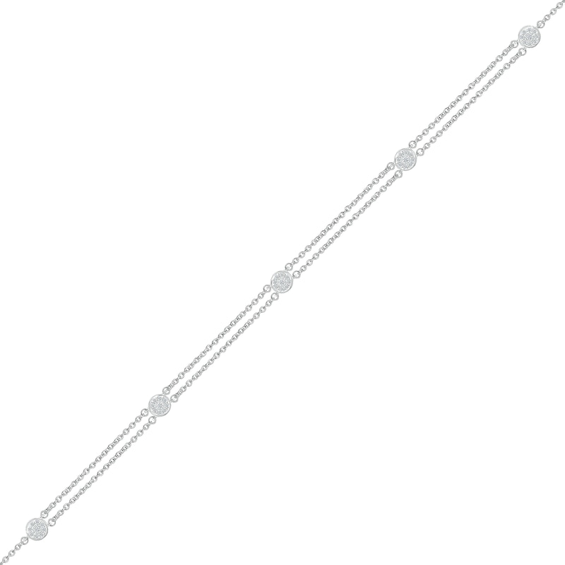 0.145 CT. T.W. Diamond Frame Station Bracelet in Sterling Silver - 7.5"