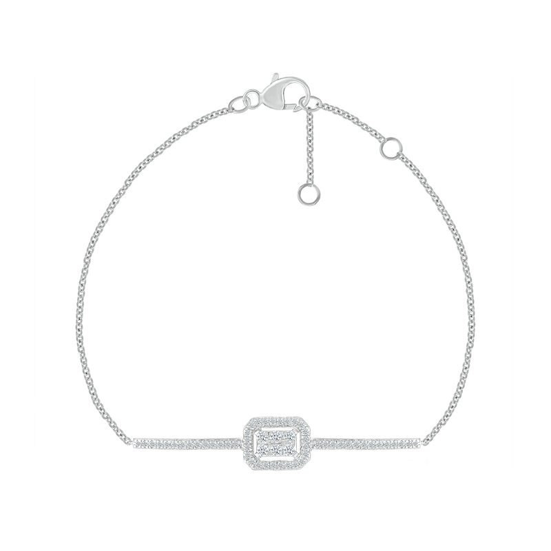 Main Image 2 of 0.23 CT. T.W. Multi-Diamond Octagon Frame Bracelet in Sterling Silver - 7.5"