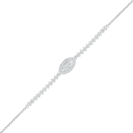 0.23 CT. T.W. Multi-Diamond Marquise Frame Bracelet in Sterling Silver - 7.5"