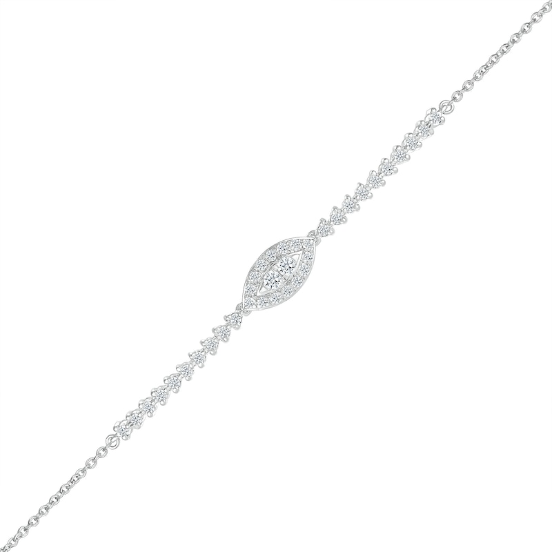 0.23 CT. T.W. Multi-Diamond Marquise Frame Bracelet in Sterling Silver - 7.5"
