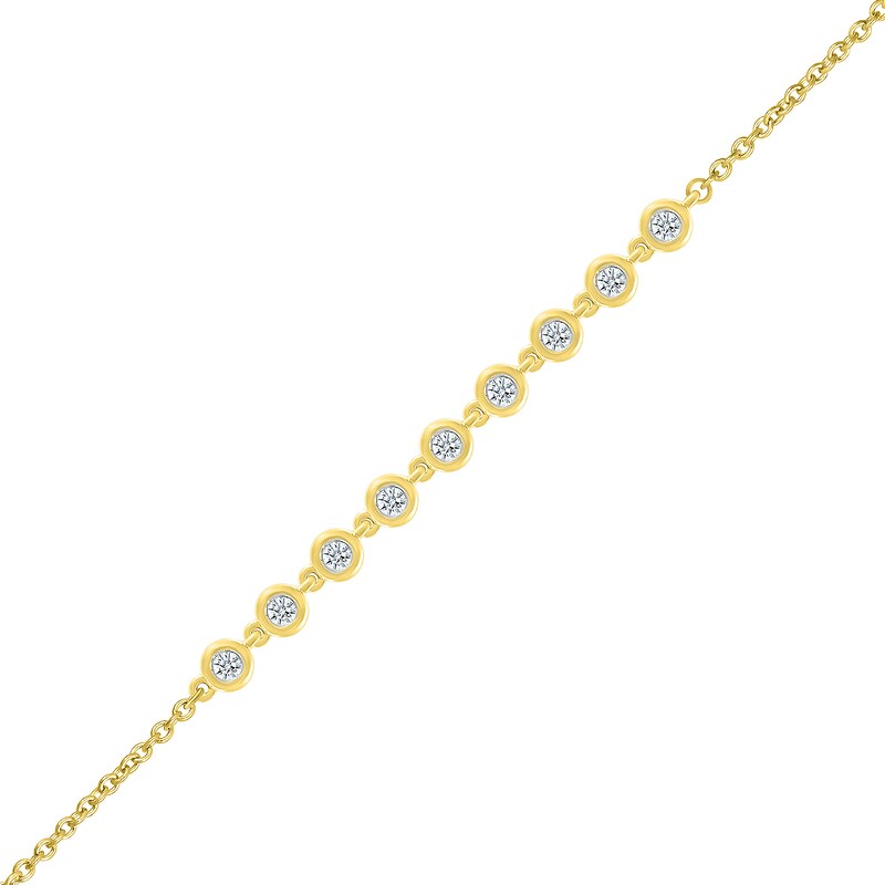 0.18 CT. T.W. Bezel-Set Diamond Link Bracelet in 10K Gold - 7.5"