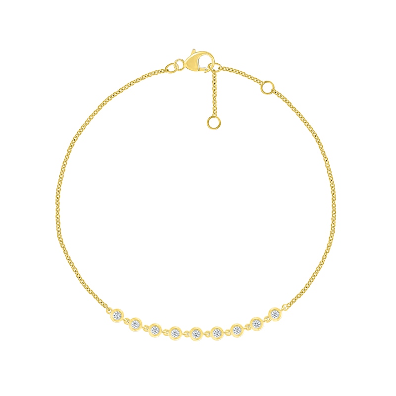 0.18 CT. T.W. Bezel-Set Diamond Link Bracelet in 10K Gold - 7.5"