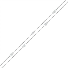0.065 CT. T.W. Diamond Station Double Strand Bracelet in Sterling Silver - 7.5"