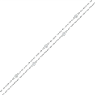 0.065 CT. T.W. Diamond Station Double Strand Bracelet in Sterling Silver - 7.5"
