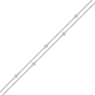 0.065 CT. T.W. Diamond Station Double Strand Bracelet in Sterling Silver - 7.5"