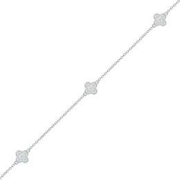 0.145 CT. T.W. Diamond Clover Station Bracelet in Sterling Silver - 7.5"