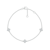 Thumbnail Image 1 of 0.145 CT. T.W. Diamond Clover Station Bracelet in Sterling Silver - 7.5"