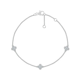 0.145 CT. T.W. Diamond Clover Station Bracelet in Sterling Silver - 7.5"