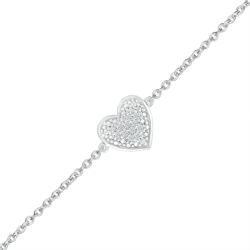 Diamond Accent Heart Station Bracelet in Sterling Silver - 7.5"|Peoples Jewellers