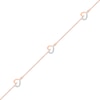 Thumbnail Image 1 of 0.065 CT. T.W. Diamond Hearts Station Bracelet in Sterling Silver with 14K Rose Gold Plate - 7.5"
