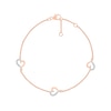 Thumbnail Image 2 of 0.065 CT. T.W. Diamond Hearts Station Bracelet in Sterling Silver with 14K Rose Gold Plate - 7.5"