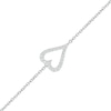 Thumbnail Image 1 of 0.04 CT. T.W. Diamond Single Heart Station Bracelet in Sterling Silver - 7.5"