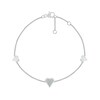 Thumbnail Image 2 of 0.085 CT. T.W. Diamond Hearts Station Bracelet in Sterling Silver - 7.5"