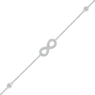 0.085 CT. T.W. Diamond Infinity Station Bracelet in Sterling Silver - 7.5"