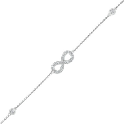 0.085 CT. T.W. Diamond Infinity Station Bracelet in Sterling Silver - 7.5"