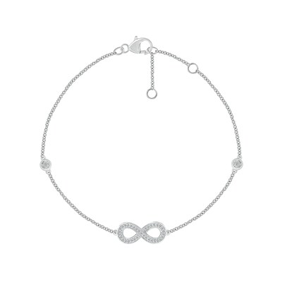 0.085 CT. T.W. Diamond Infinity Station Bracelet in Sterling Silver - 7.5"