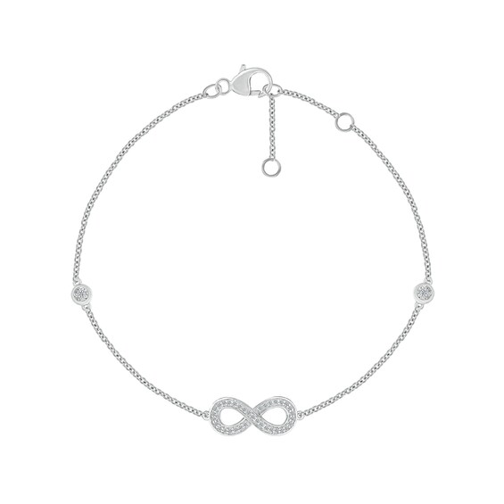 0.085 CT. T.W. Diamond Infinity Station Bracelet in Sterling Silver - 7.5"