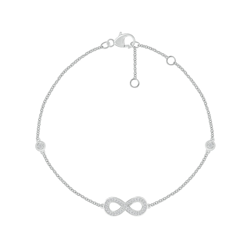 0.085 CT. T.W. Diamond Infinity Station Bracelet in Sterling Silver - 7.5"