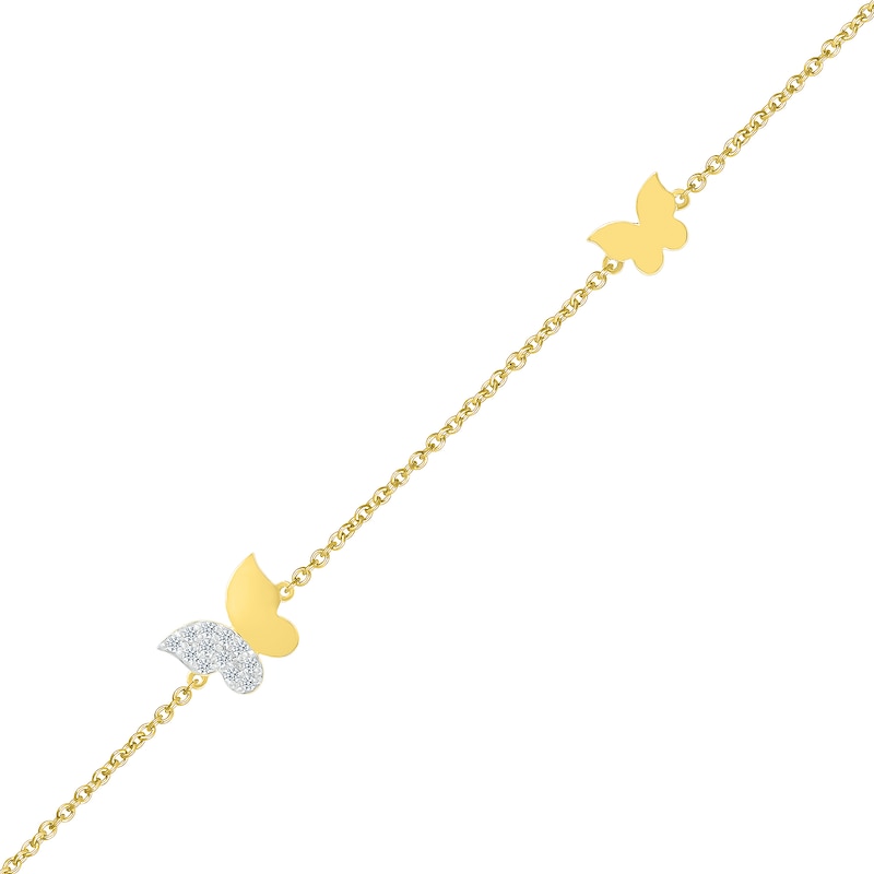 0.065 CT. T.W. Diamond Butterflies Bracelet in 10K Gold - 7.5"|Peoples Jewellers