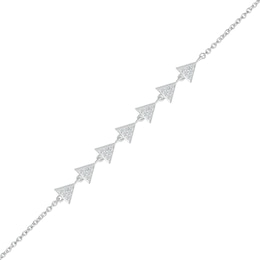 0.116 CT. T.W. Diamond Sideways Triangles Bracelet in Sterling Silver - 7.5"