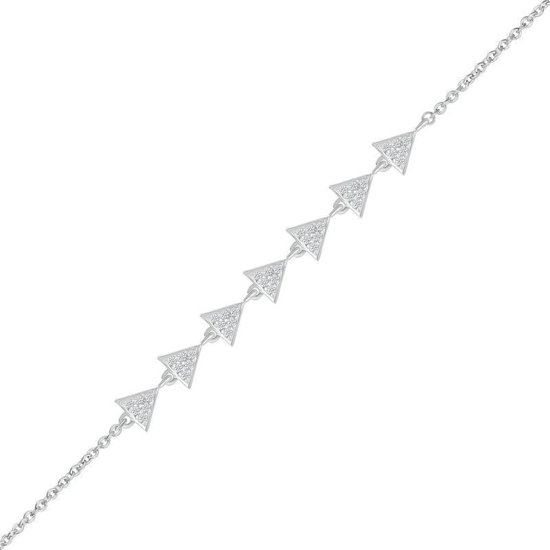 0.116 CT. T.W. Diamond Sideways Triangles Bracelet in Sterling Silver - 7.5"