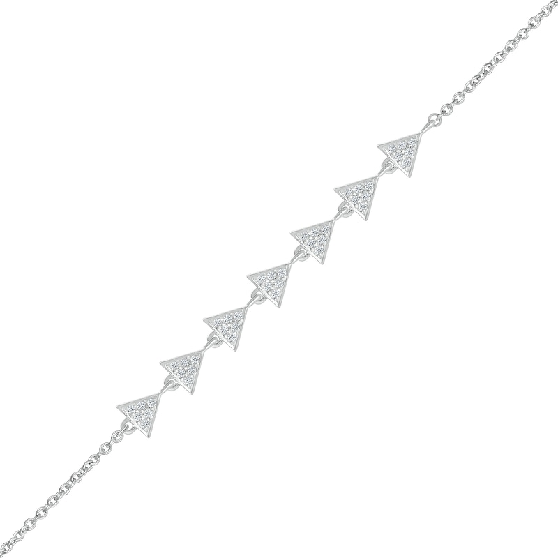 Main Image 1 of 0.116 CT. T.W. Diamond Sideways Triangles Bracelet in Sterling Silver - 7.5"