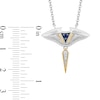 Enchanted Disney Moana Blue Sapphire and 0.11 CT. T.W. Diamond Stingray Necklace in Sterling Silver and 10K Gold