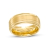 Thumbnail Image 0 of Men's 9.0mm Satin Double Groove Stepped Edge Wedding Band in Tungsten with Yellow Ion-Plate - Size 10