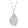 Thumbnail Image 1 of 1.00 CT. T.W. Pear-Shape Multi-Diamond Double Frame Teardrop Pendant in 10K White Gold