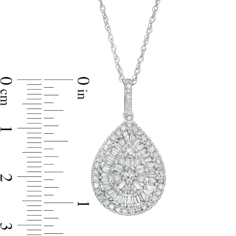 Main Image 3 of 1.00 CT. T.W. Pear-Shape Multi-Diamond Double Frame Teardrop Pendant in 10K White Gold