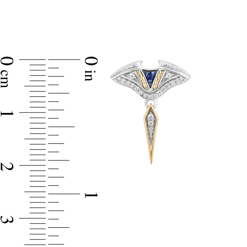 Enchanted Disney Moana Blue Sapphire and 0.115 CT. T.W. Diamond Stingray Drop Earrings in Sterling Silver and 10K Gold
