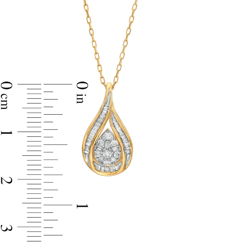 0.32 CT. T.W. Pear-Shaped Multi-Diamond Teardrop Pendant in 10K Gold
