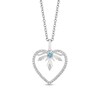 Enchanted Disney Elsa Swiss Blue Topaz and 0.18 CT. T.W. Diamond Snowflake Heart Pendant in Sterling Silver - 19"