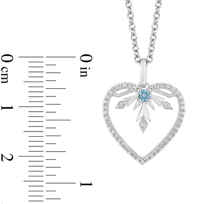 Enchanted Disney Elsa Swiss Blue Topaz and 0.18 CT. T.W. Diamond Snowflake Heart Pendant in Sterling Silver - 19"