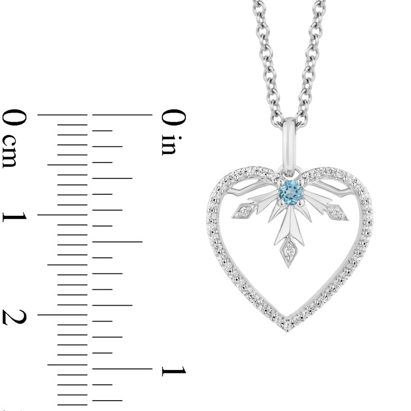 Enchanted Disney Elsa Swiss Blue Topaz and 0.18 CT. T.W. Diamond Snowflake Heart Pendant in Sterling Silver - 19"|Peoples Jewellers