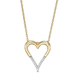 0.04 CT. T.W. Diamond Elongated Heart Pendant in 10K Gold
