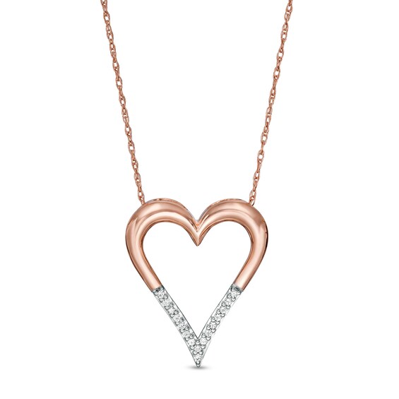 0.04 CT. T.W. Diamond Elongated Heart Pendant in 10K Rose Gold