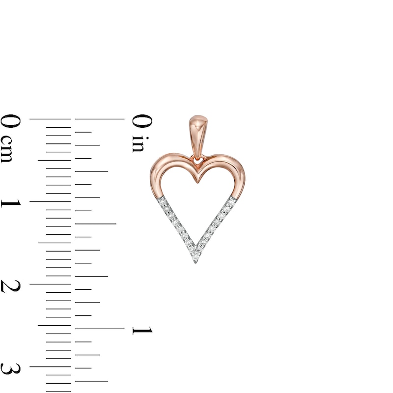 Main Image 3 of 0.085 CT. T.W. Diamond Elongated Heart Drop Earrings in 10K Rose Gold