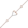 Thumbnail Image 0 of 0.066 CT. T.W. Diamond Heart Trio Bracelet in 10K Rose Gold – 7.5"