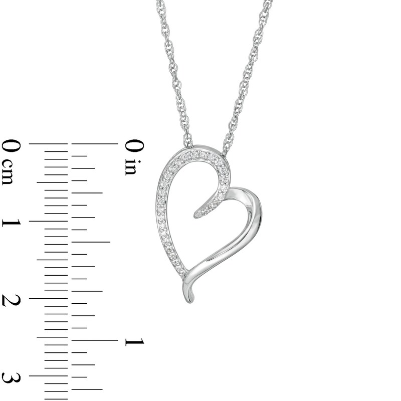 0.085 CT. T.W. Diamond Tilted Elongated Heart Pendant in 10K White Gold