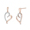 Thumbnail Image 1 of 0.117 CT. T.W. Diamond Tilted Elongated Heart Drop Earrings in 10K Rose Gold
